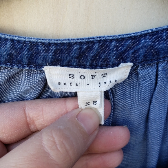 Soft Joie Long Sleeve Eugine Chambray Shirt Dress - XS - Picture 4 of 11